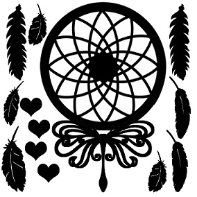 Dreamcatcher indian feathers hearts , 12 x 12
